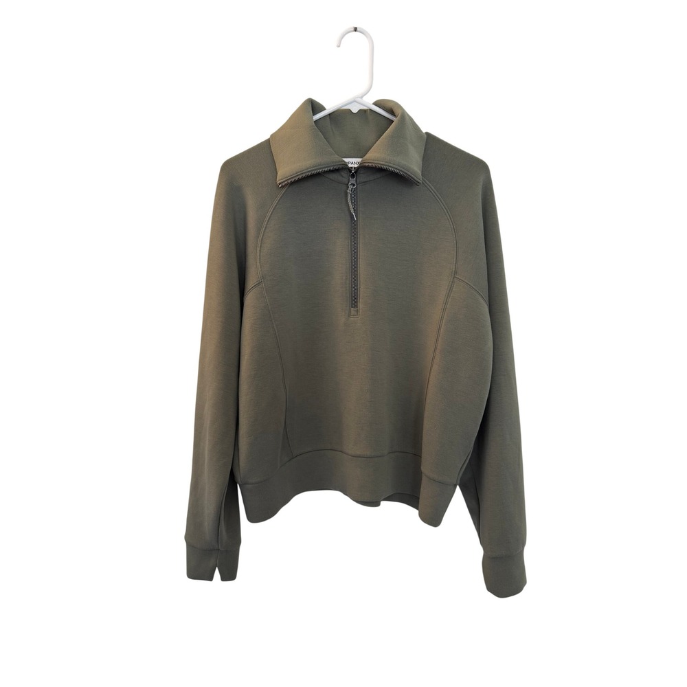 Spanx Air Essentials Half Zip Pullover Olive Sage Green Sweatshirt Large